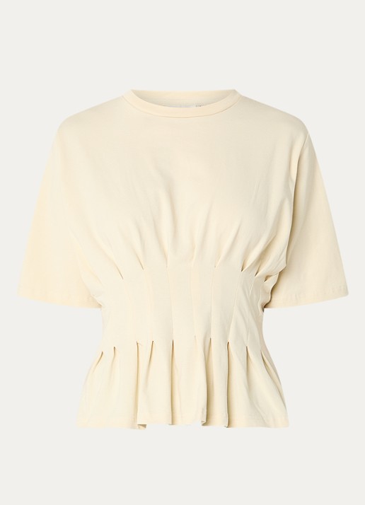 Gestuz GZinez T-shirt met plooidetail - voorkant 3 beige