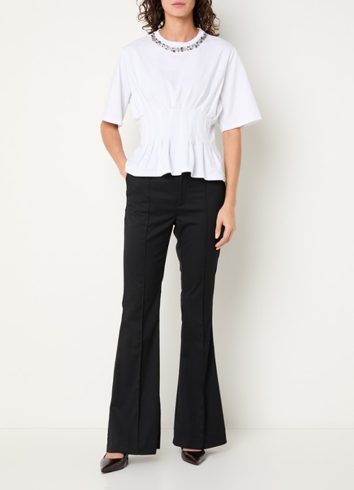 Gestuz GZlourina high waist flared fit pantalon - voorkant 4 zwart