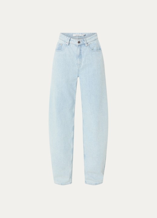 Gestuz GZparwana high waist balloon fit jeans met lichte wassing - voorkant 2 lichtblauw