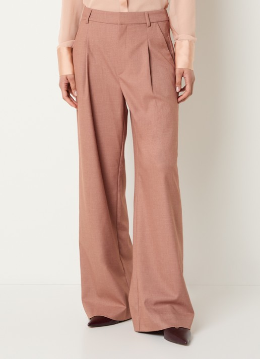 Gestuz GZpaula high waist loose fit pantalon met steekzakken - detail 3 roodbruin