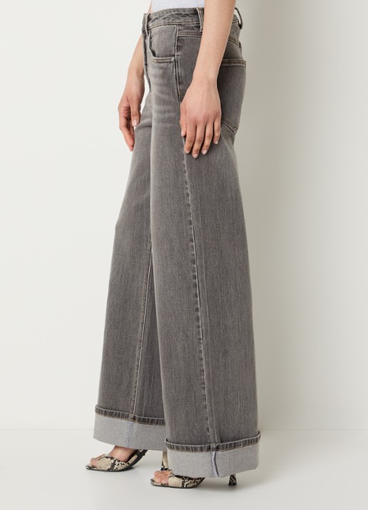 Gestuz GZsara high waist wide leg jeans met steekzakken - detail 5 lichtgrijs