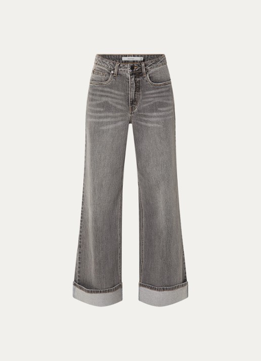 Gestuz GZsara high waist wide leg jeans met steekzakken - voorkant 2 lichtgrijs