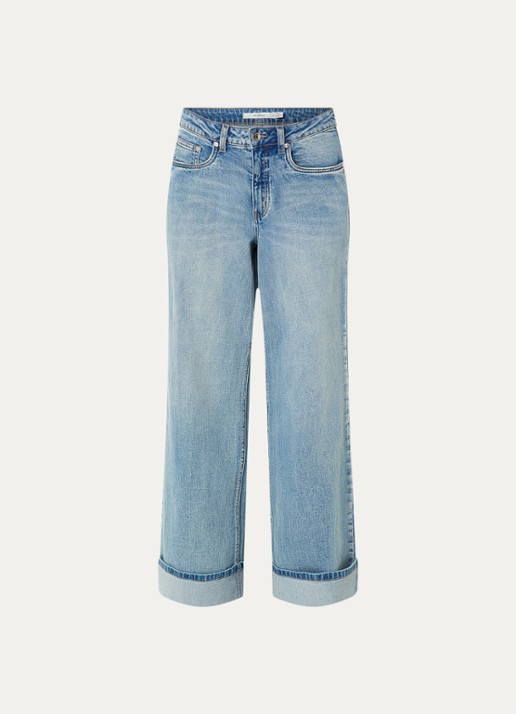 Gestuz GZsara high waist wide leg jeans met steekzakken - voorkant 4 indigo