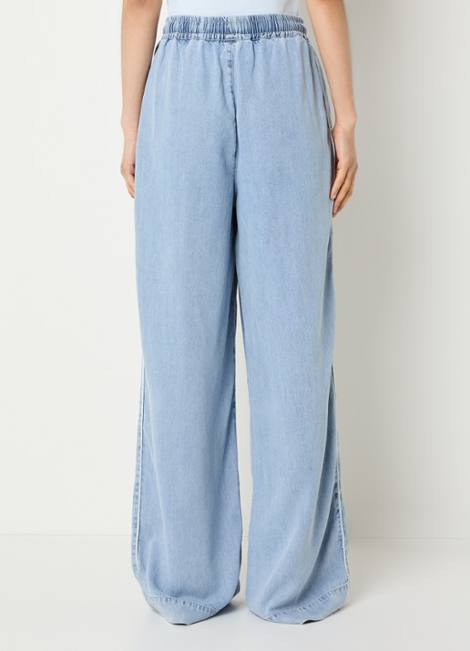 Gestuz GZsea high waist loose fit broek van chambray - achterkant indigo