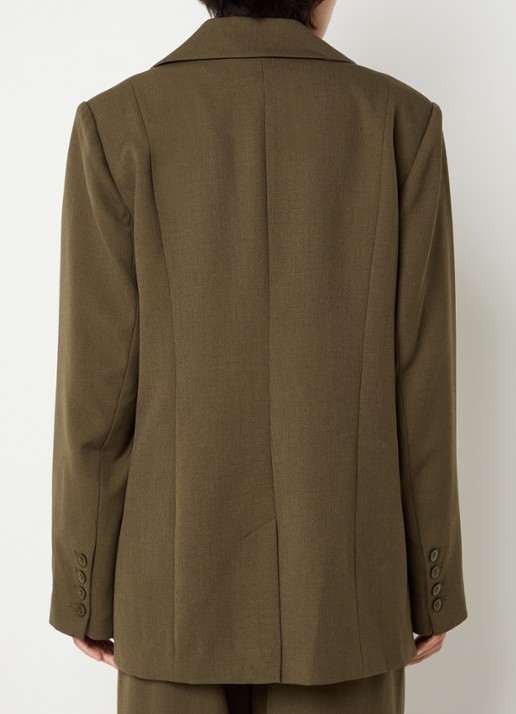Gestuz GZstacy blazer met schoudervulling en klepzakken - achterkant bronsgroen