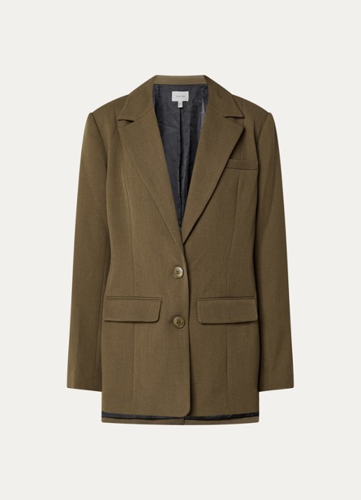 Gestuz GZstacy blazer met schoudervulling en klepzakken - voorkant 2 bronsgroen