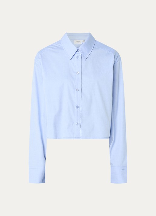 Gestuz GZyork cropped blouse - voorkant lichtblauw