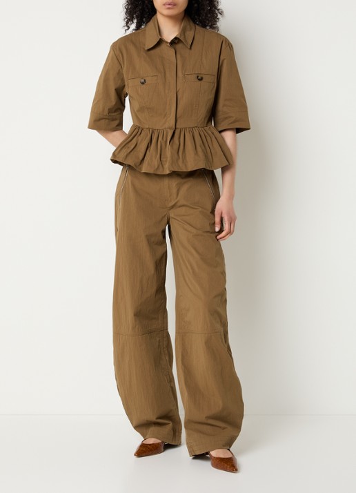 Gestuz GZzandaya blouse met ruches - voorkant 4 bruin