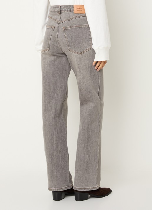 Gestuz Jade high waist straight fit jeans met gekleurde wassing - achterkant 3 grijs