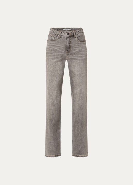Gestuz Jade high waist straight fit jeans met gekleurde wassing - voorkant 4 grijs