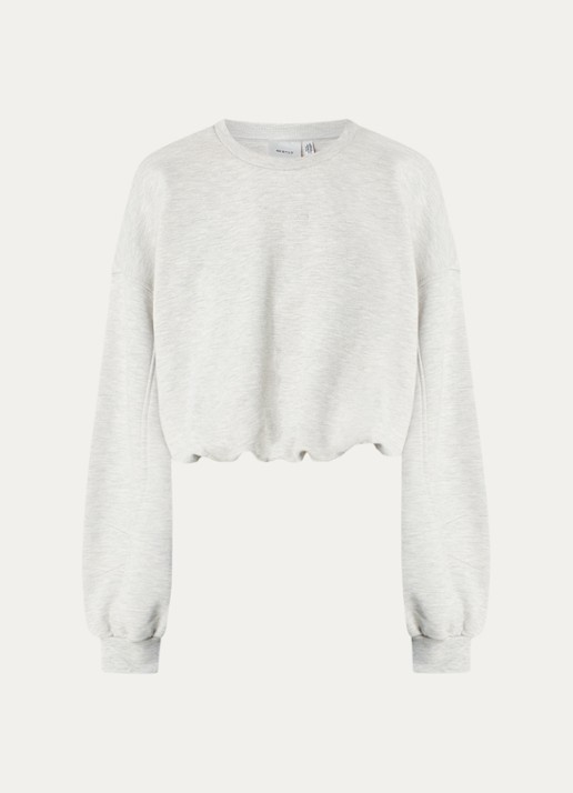 Gestuz Kahla cropped sweater met logoborduring - voorkant 3 grijs