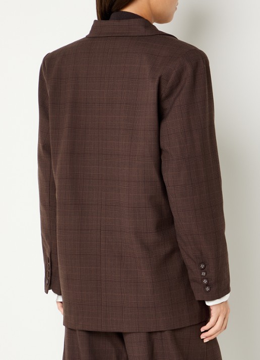 Gestuz Lavana blazer met ruitdessin - achterkant bruin