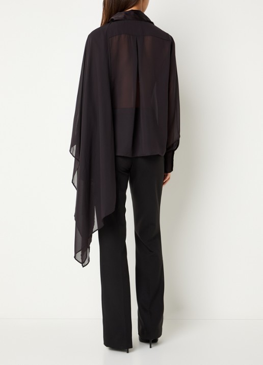 Gestuz Lynne semi-transparante blouse met sjaalkraag - achterkant 3 aubergine