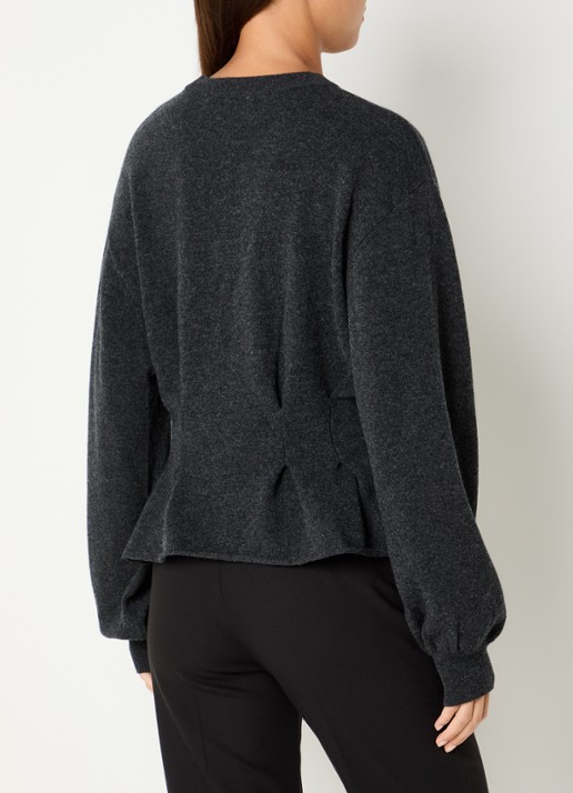 Gestuz Manzi pullover van wol met peplum  - achterkant 2 antraciet