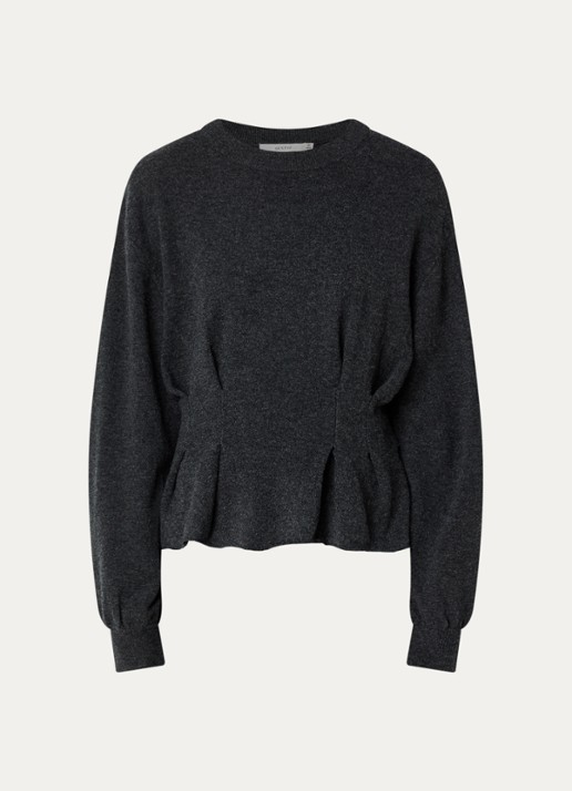 Gestuz Manzi pullover van wol met peplum  - voorkant 3 antraciet