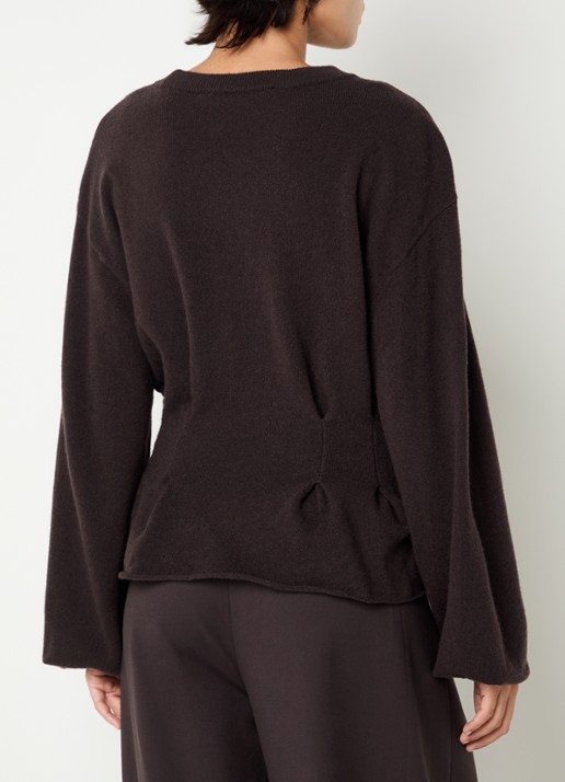Gestuz Manzi pullover van wol met peplum  - achterkant 4 aubergine