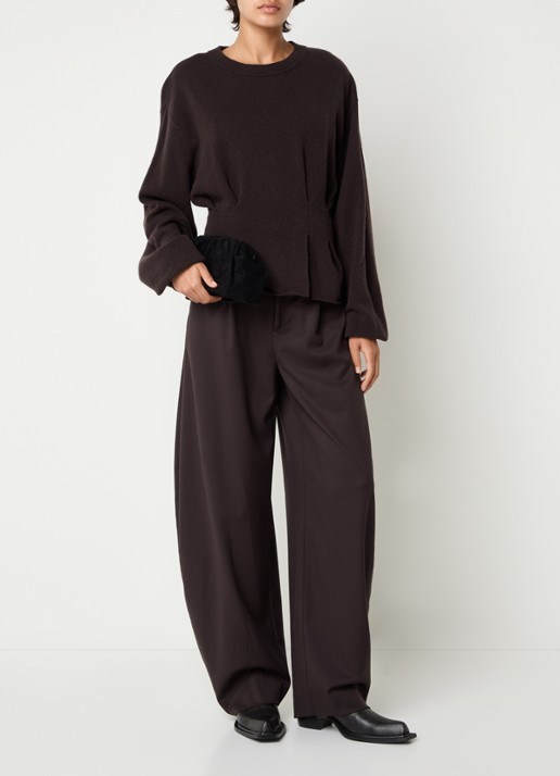 Gestuz Manzi pullover van wol met peplum  - voorkant 3 aubergine