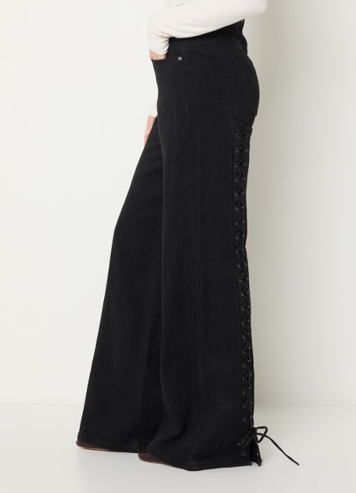 Gestuz Nanetta high waist flared fit jeans met gekleurde wassing - detail 3 zwart
