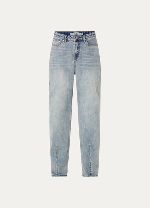 Gestuz Noma high waist loose fit jeans met lichte wassing - voorkant 2 indigo