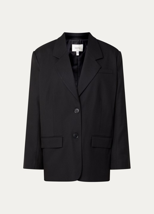 Gestuz Paula blazer met klepzakken - voorkant 2 zwart
