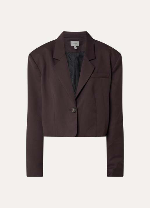 Gestuz Paula cropped blazer met bloemdecoratie - voorkant 3 aubergine