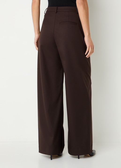 Gestuz Paula high waist loose fit pantalon met steekzakken - achterkant 2 donkerbruin