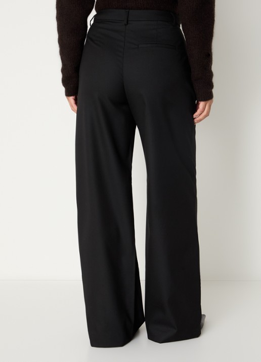 Gestuz Paula high waist loose fit pantalon met steekzakken - achterkant 2 zwart