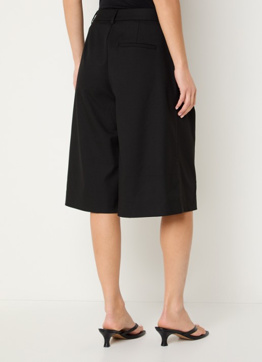 Gestuz Paula high waist straight fit korte broek met steekzakken - achterkant 4 zwart