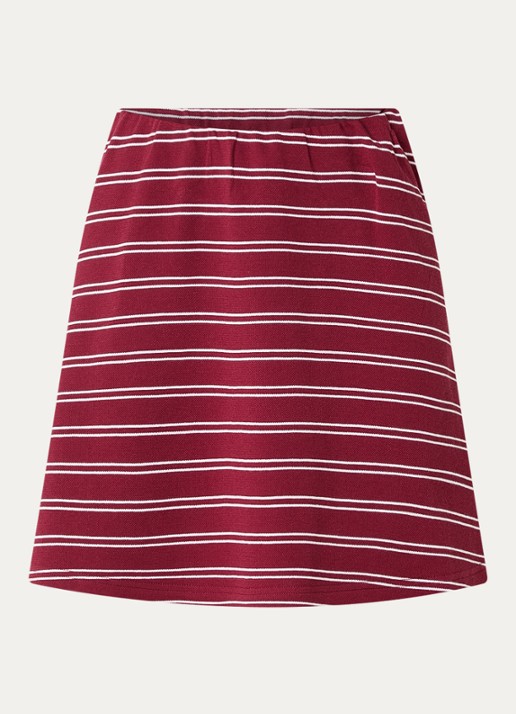Gestuz Pillova polo met streepprint - voorkant donkerrood