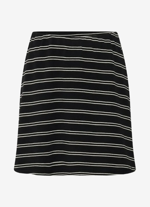 Gestuz Pilova mini rok met streepprint - voorkant zwart