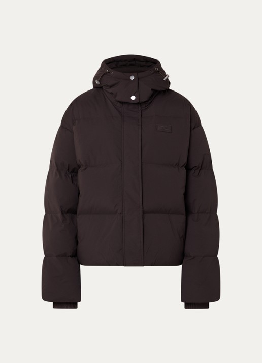 Gestuz Roa puffer jack met donsvulling en steekzakken - voorkant 3 donkerbruin