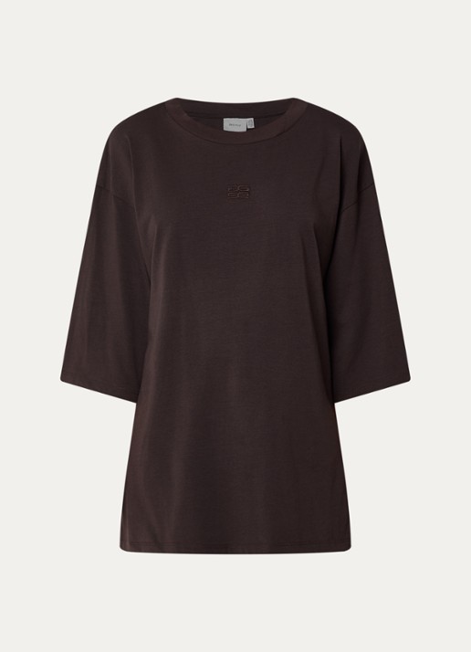 Gestuz T-shirt met ronde hals - voorkant donkerbruin