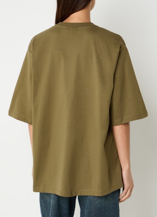 Gestuz Timune T-shirt met logoborduring - achterkant olijfgroen