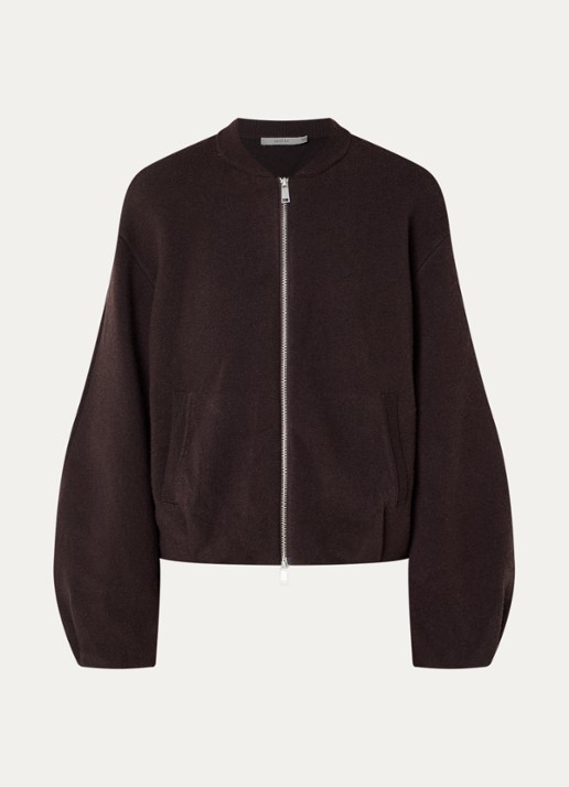 Gestuz Victora fijngebreide vest in wolblend - voorkant aubergine