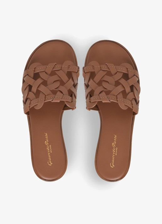 Gianvito Rossi Amalfi slipper van kalfsleer - detail 3 bruin