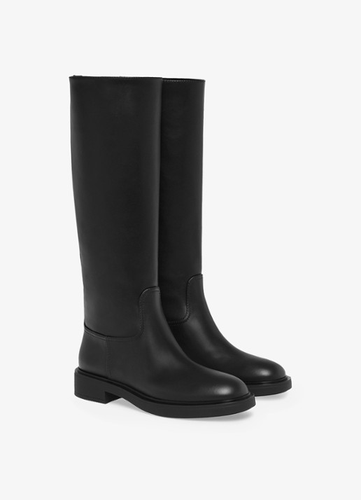 Gianvito Rossi Ascott laars van kalfsleer - voorkant 4 zwart
