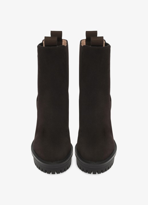 Gianvito Rossi Barry chelsea boot van suède - detail 4 donkerbruin