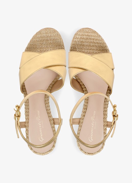 Gianvito Rossi Bebe sandalette van leer met metallic finish - detail 4 goud