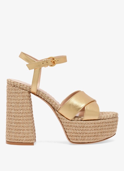 Gianvito Rossi Bebe sandalette van leer met metallic finish