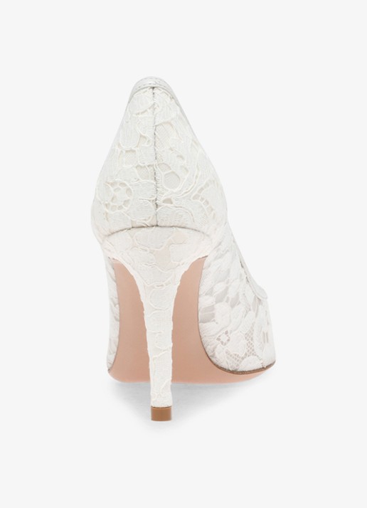 Gianvito Rossi Claudia 85 pump van suède met kant - achterkant wit