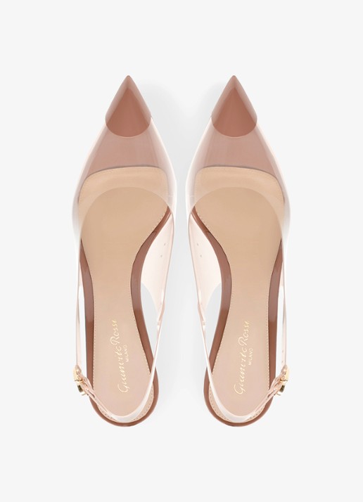 Gianvito Rossi Diana 85 slingback met lakfinish - detail 2 beige