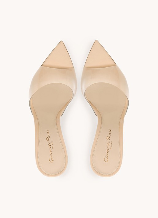Gianvito Rossi Elle 85 muiltje  - detail donkerbeige