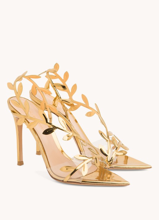 Gianvito Rossi Flavia sandalette van kalfsleer - voorkant 3 goud
