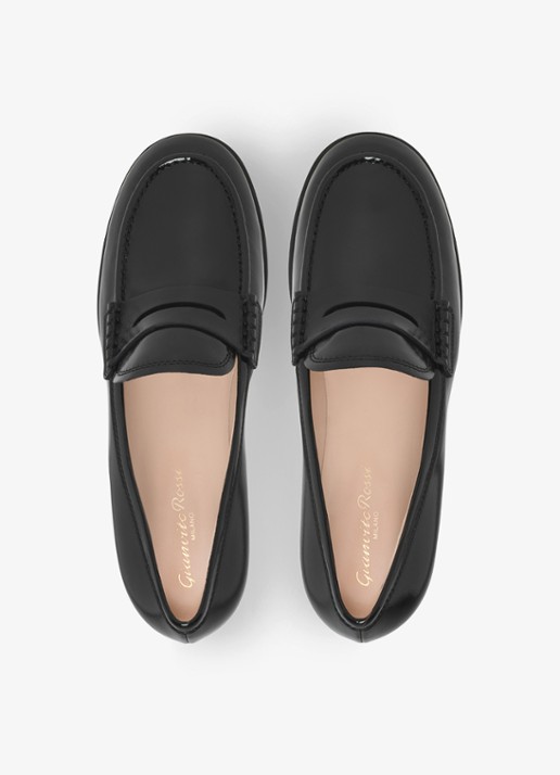 Gianvito Rossi Georgie mocassin van leer met lakfinish - detail 3 zwart