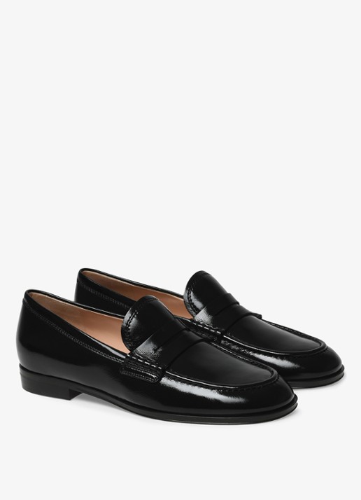 Gianvito Rossi Georgie mocassin van leer met lakfinish - voorkant 2 zwart