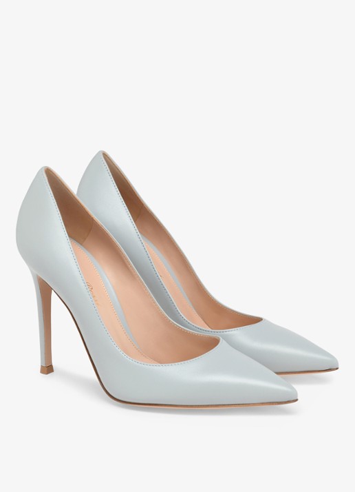Gianvito Rossi Gianvito 105 pump van leer - voorkant 4 blauwgrijs