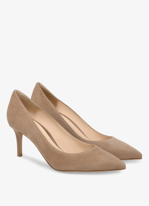 Gianvito Rossi Gianvito 70 pump van suède - voorkant 4 beige