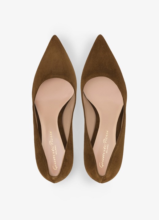 Gianvito Rossi Gianvito 85 pump van suède - detail 4 bruin