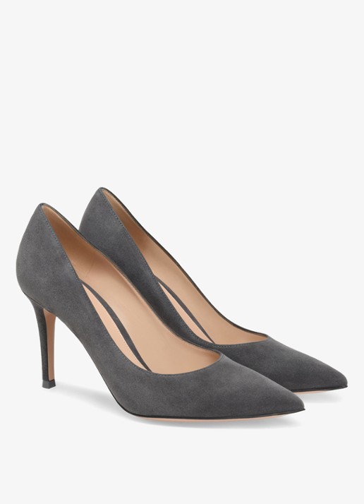 Gianvito Rossi Gianvito 85 pump van suède - voorkant 2 grijs