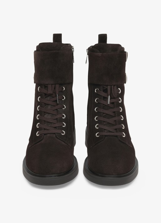 Gianvito Rossi Ripley biker boot van suède - detail 4 donkerbruin